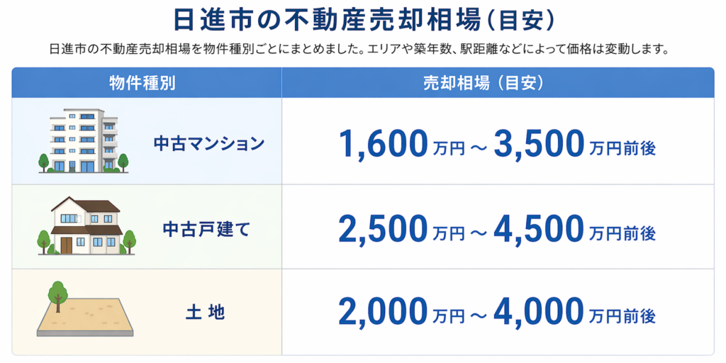 日進市の売却相場の表